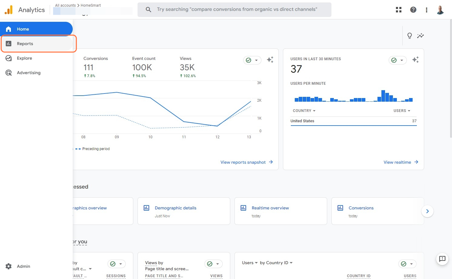 How to grow your business with Google Analytics_Click on Reports